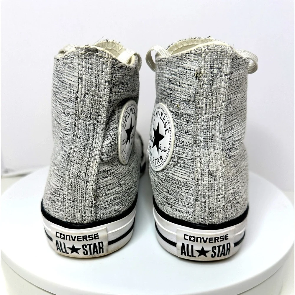 CONVERSE ALL STARS Women’s High Top Sneakers in gray and silver tweed Size 7 - Picture 4 of 8